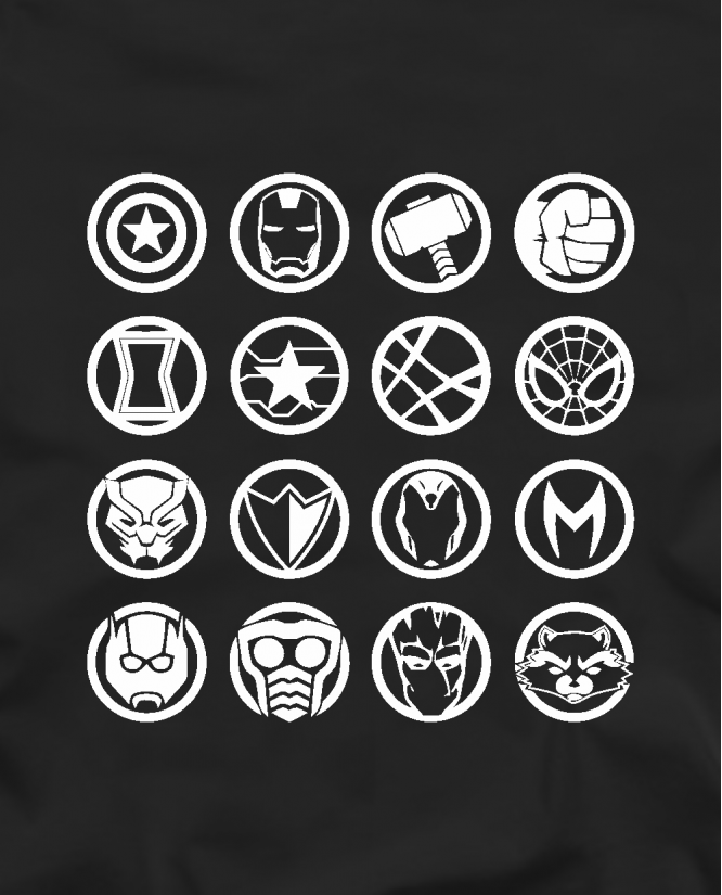 Marškinėliai Marvel herojų iconos